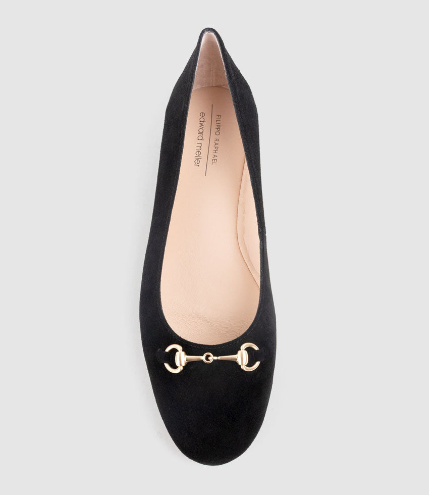 FRIA Ballet with Hardware in Black Suede - Edward Meller