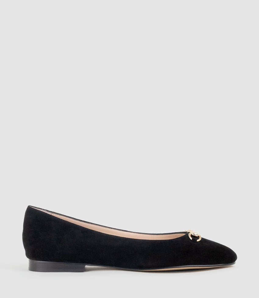 FRIA Ballet with Hardware in Black Suede - Edward Meller