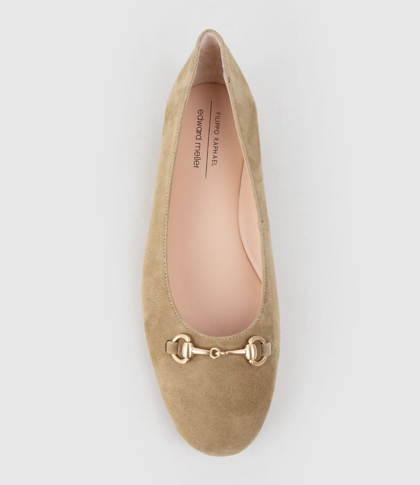 FRIA Ballet with Hardware in Cashew Suede - Edward Meller