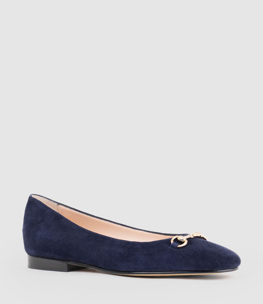 FRIA Ballet with Hardware in Navy Suede - Fdward Meller