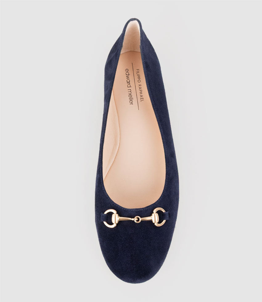FRIA Ballet with Hardware in Navy Suede - Fdward Meller
