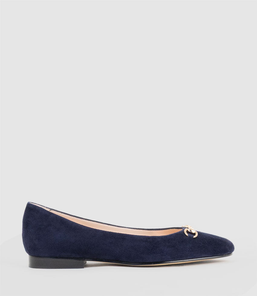 FRIA Ballet with Hardware in Navy Suede - Fdward Meller