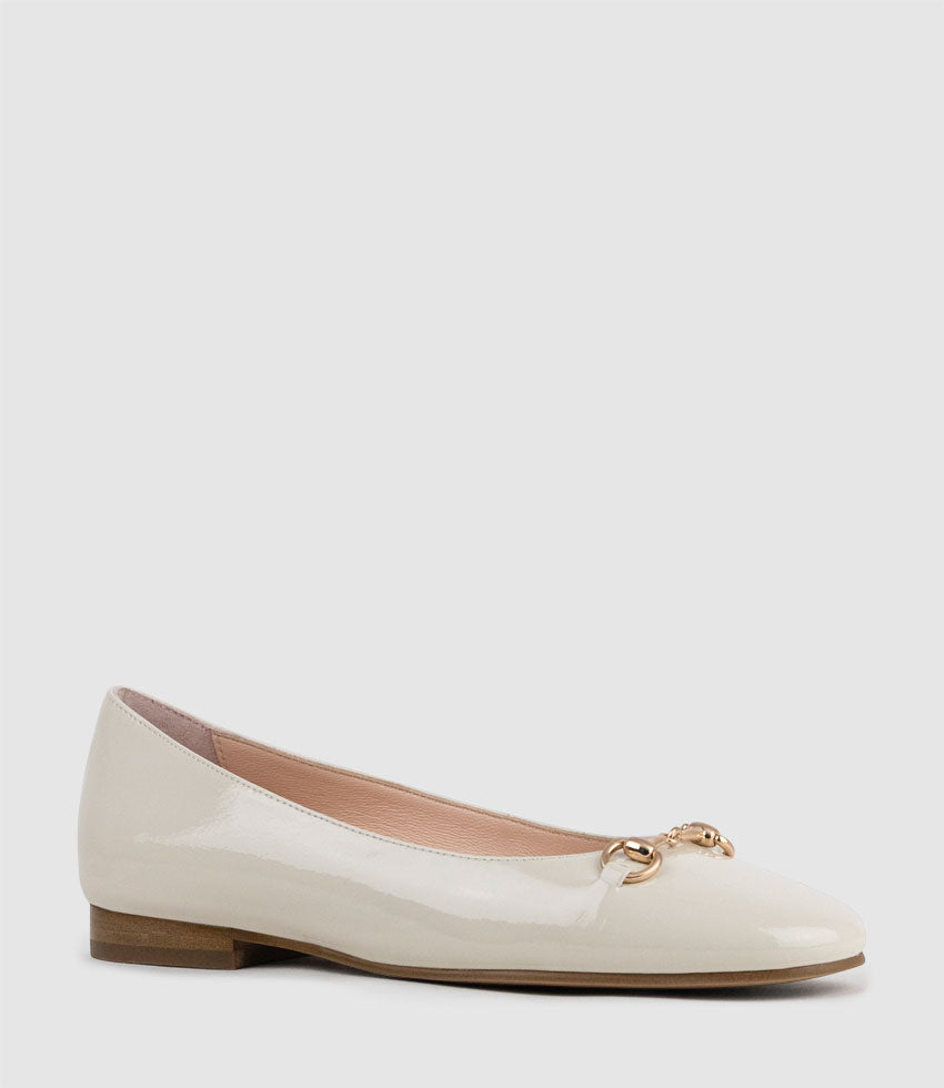 FRIA Ballet with Hardware in Offwhite Patent - Edward Meller