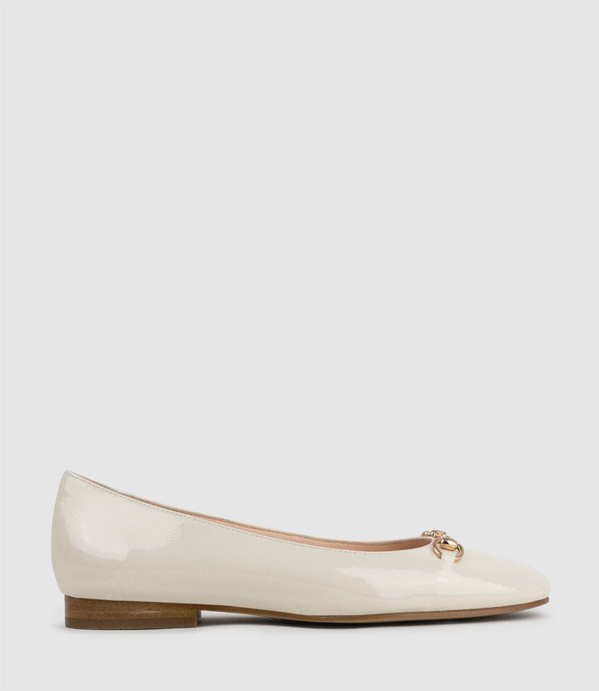 FRIA Ballet with Hardware in Offwhite Patent - Edward Meller