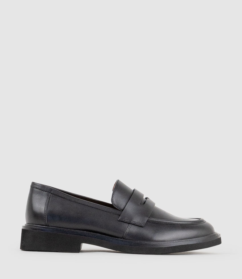 GALIA Loafer with Keeper in Black Calf - Edward Meller