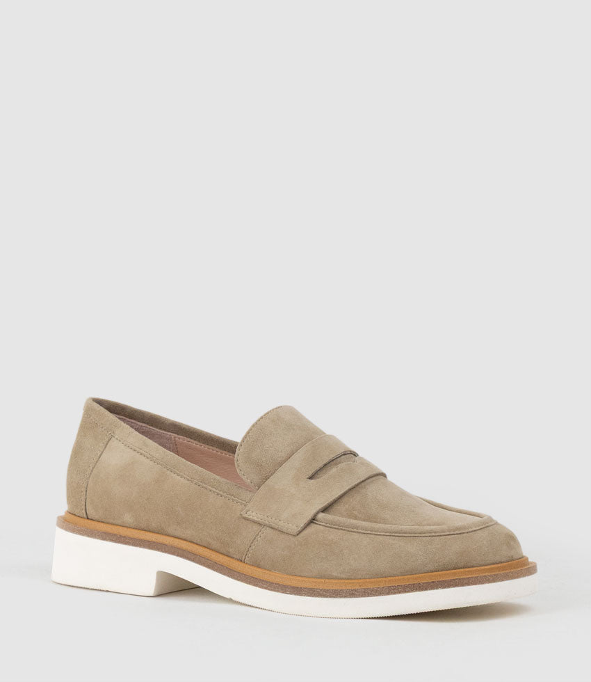 GALIA Loafer with Keeper in Sahara Suede - Edward Meller