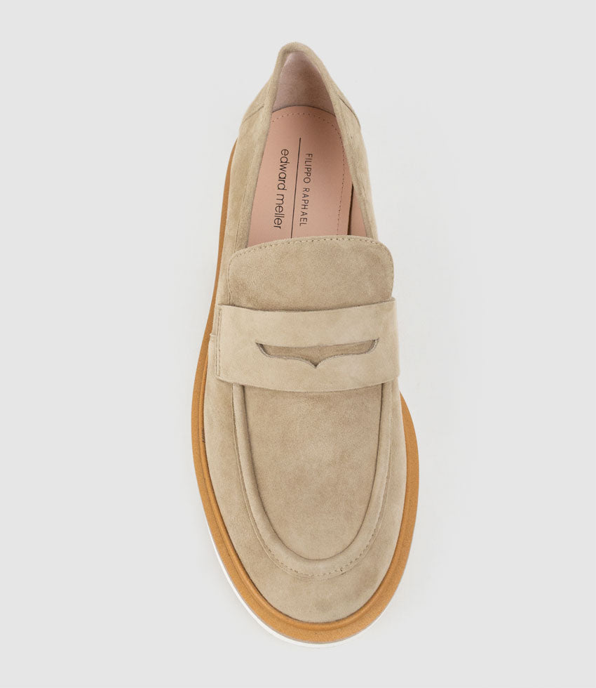 GALIA Loafer with Keeper in Sahara Suede - Edward Meller