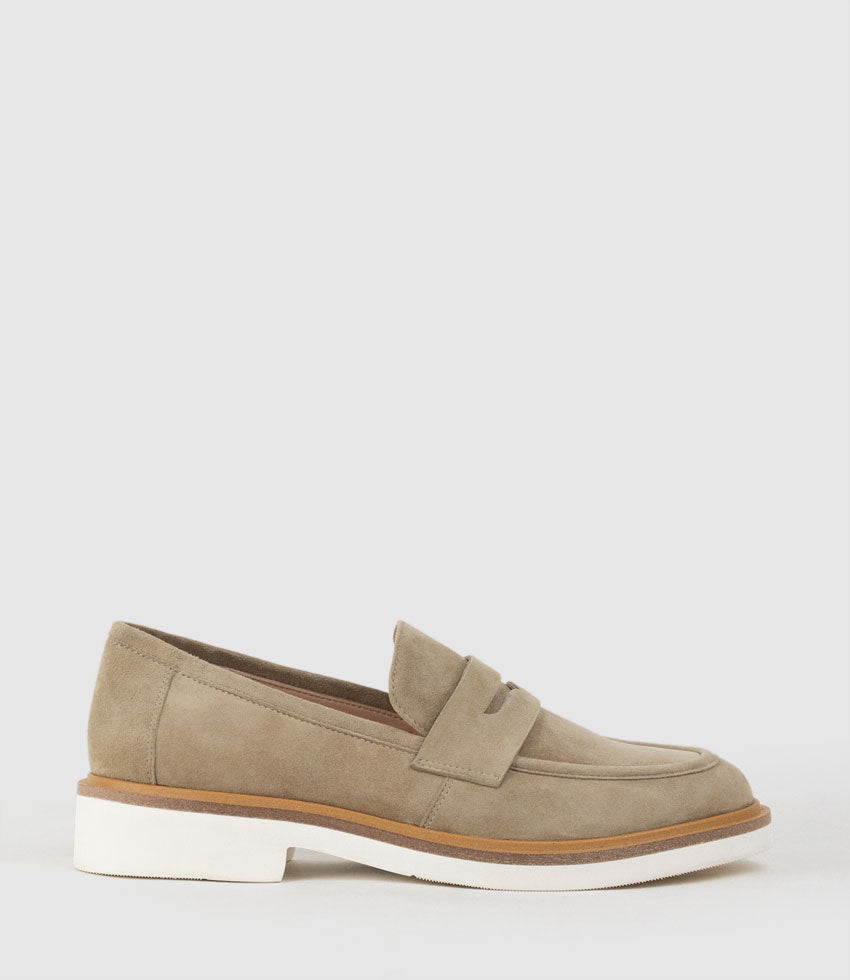 GALIA Loafer with Keeper in Sahara Suede - Edward Meller