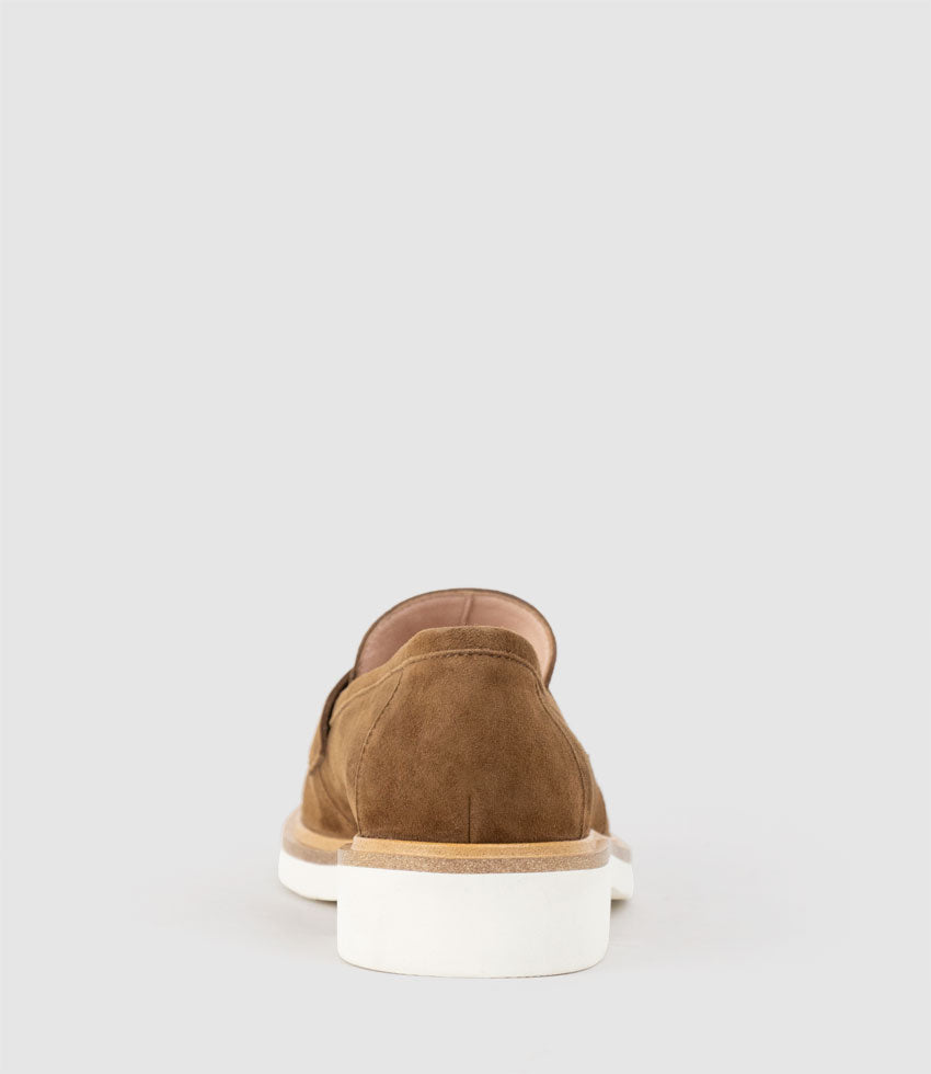 GALIA Loafer with Keeper in Tan Suede - Edward Meller