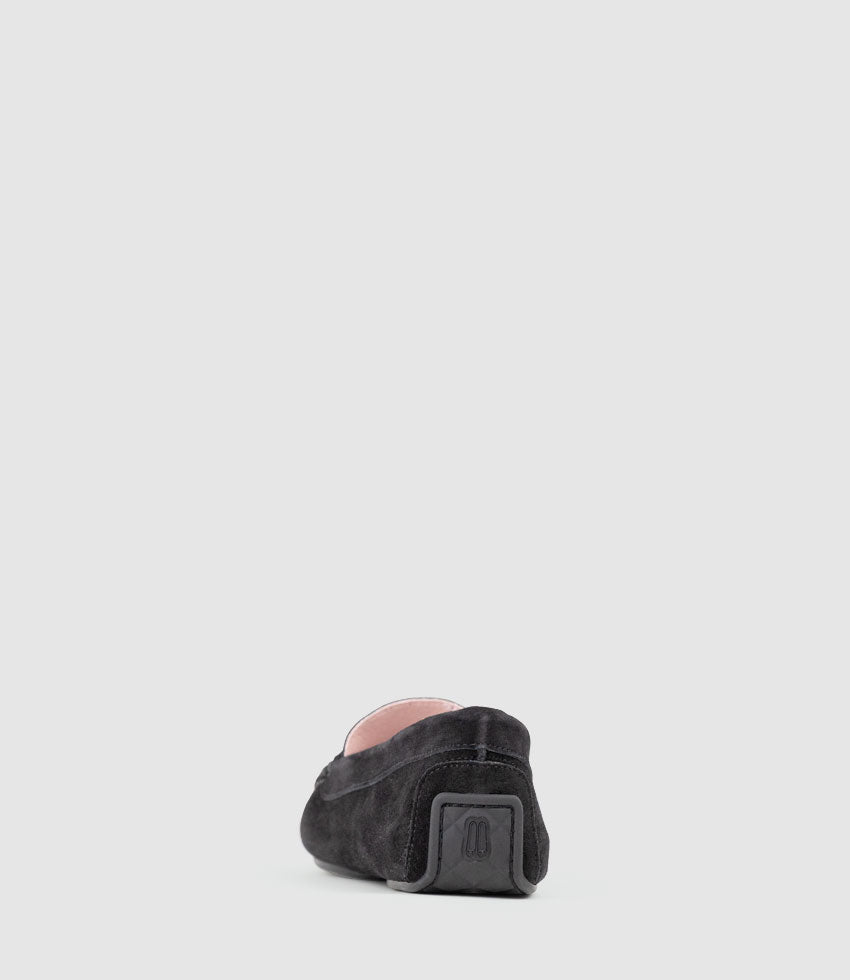 GAMET Loafer with Stitching in Black Suede