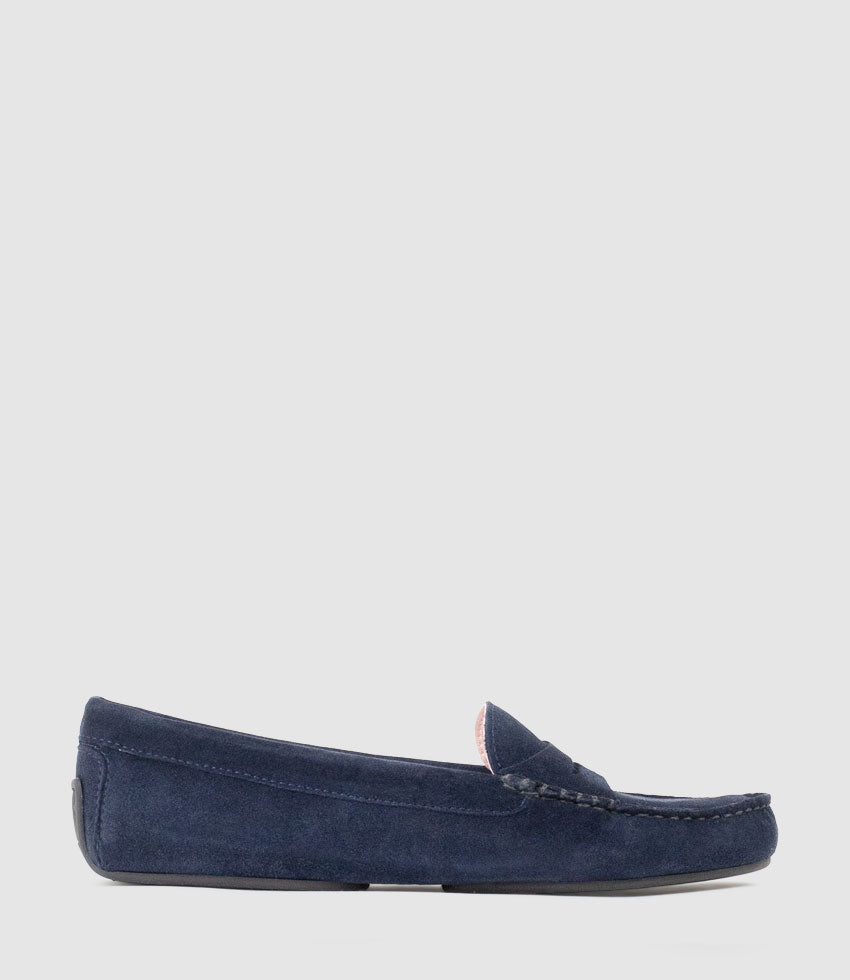 GAMET Loafer with Stitching in Navy Suede