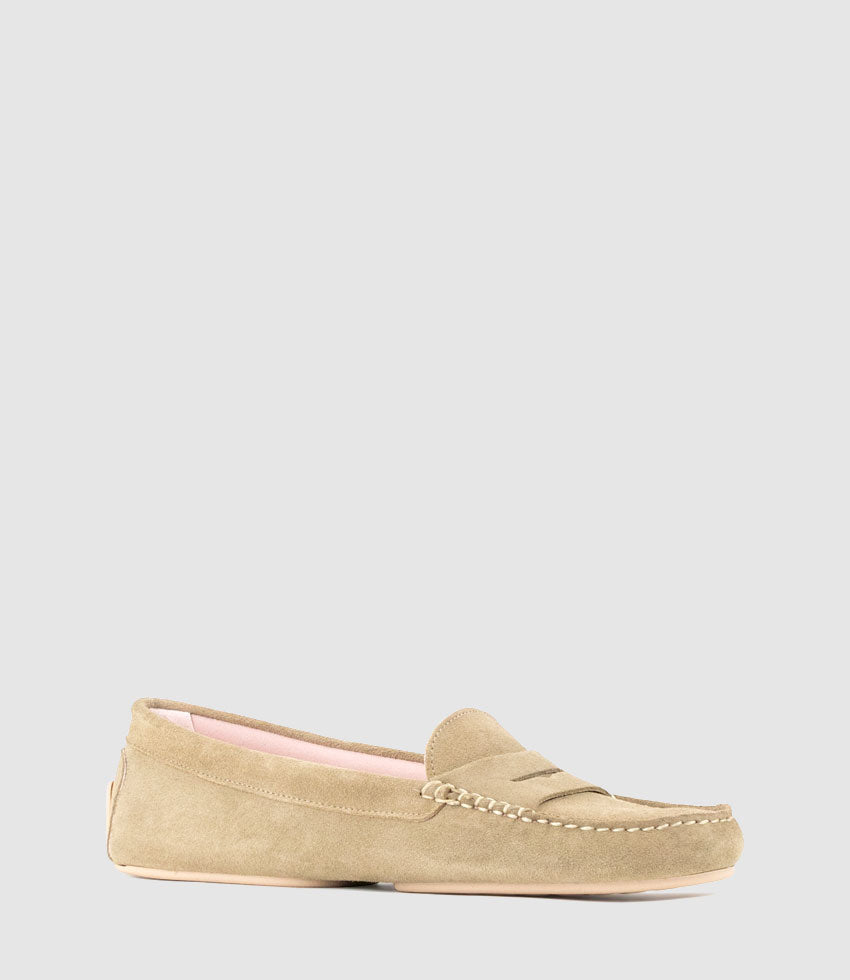 GAMET Loafer with Stitching in Sand Suede