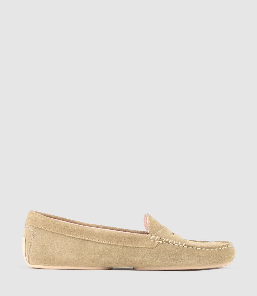 GAMET Loafer with Stitching in Sand Suede