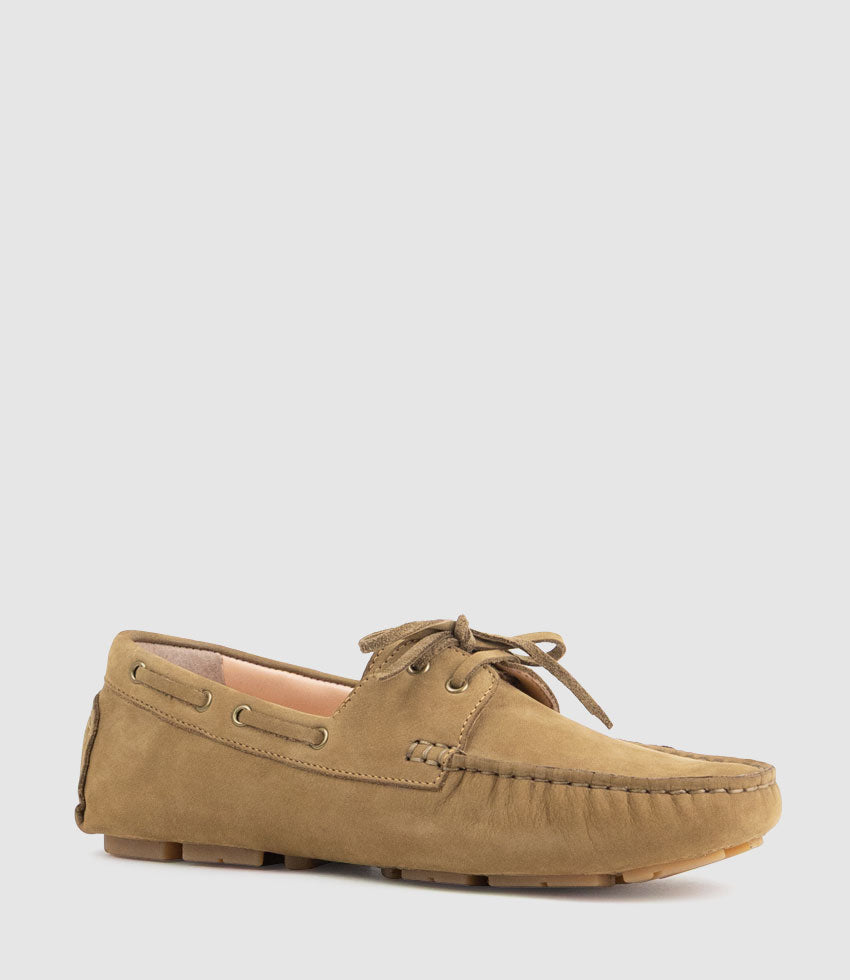 GANT Lace Up Moccasin in Camel Nubuck - Edward Meller