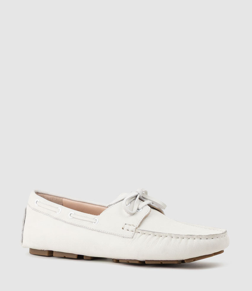GANT Lace Up Moccasin in White - Edward Meller