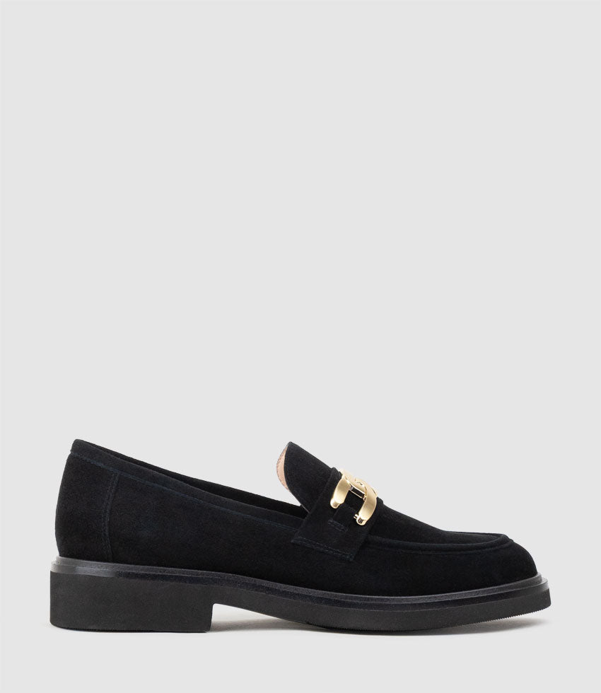 GARCON Moccasin with Trim in Black Suede - Edward Meller