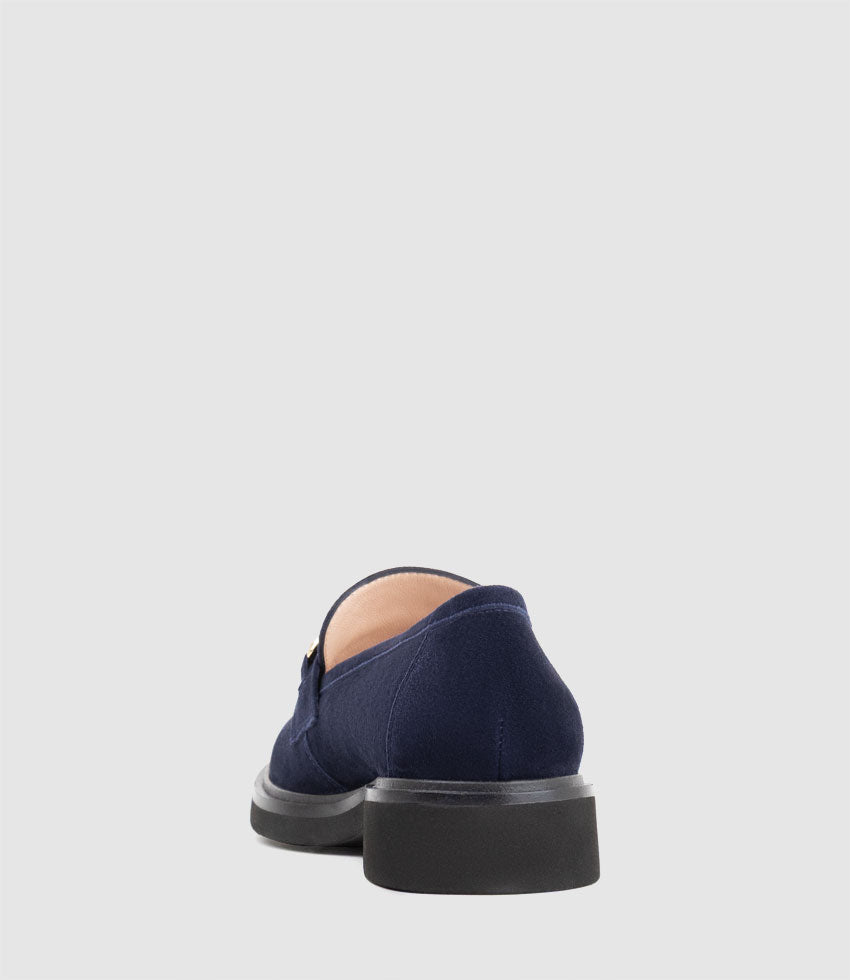 GARCON Moccasin with Trim in Navy Suede - Edward Meller