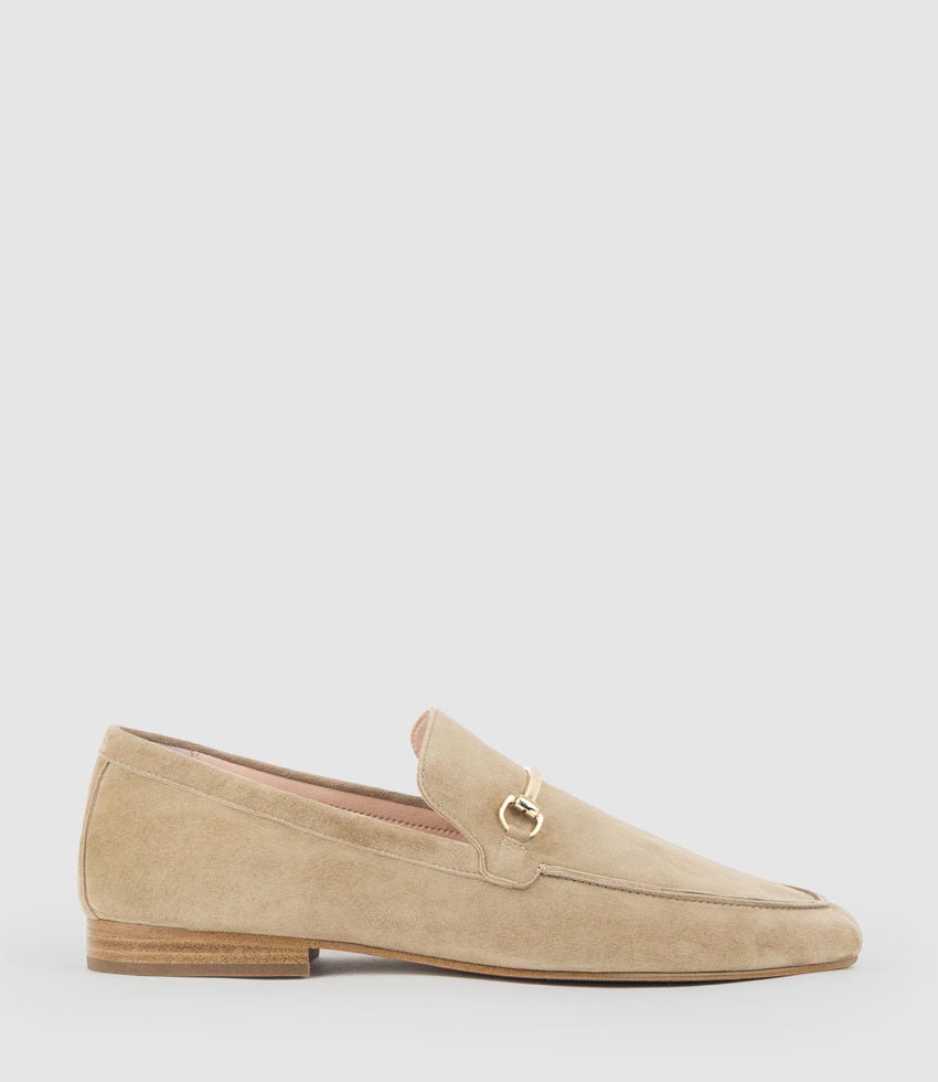 GARNET Moccasin with Bar Trim in Sahara Suede - Edward Meller