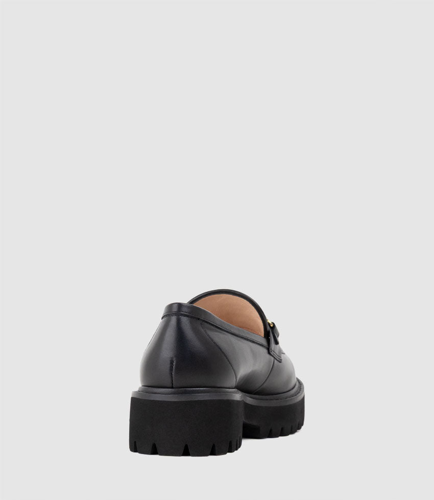 GAVREL Chunky Moccasin with Bar Trim in Black Calf - Edward Meller