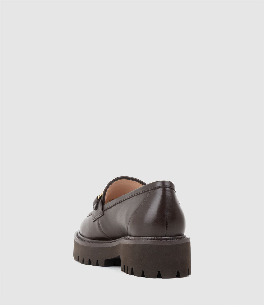 GAVREL Chunky Moccasin with Bar Trim in Chocolate Calf - Edward Meller