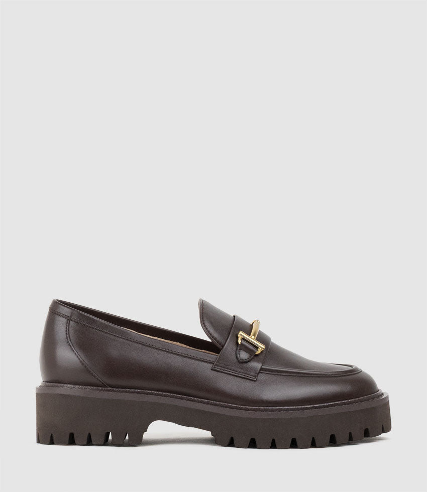 GAVREL Chunky Moccasin with Bar Trim in Chocolate Calf - Edward Meller
