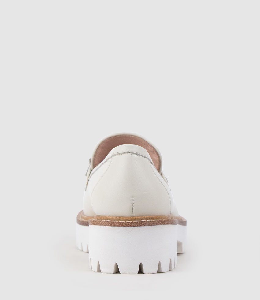 GAVREL Chunky Moccasin with Bar Trim in Offwhite Calf - Edward Meller