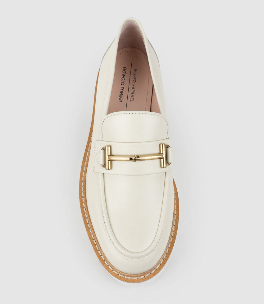GAVREL Chunky Moccasin with Bar Trim in Offwhite Calf - Edward Meller
