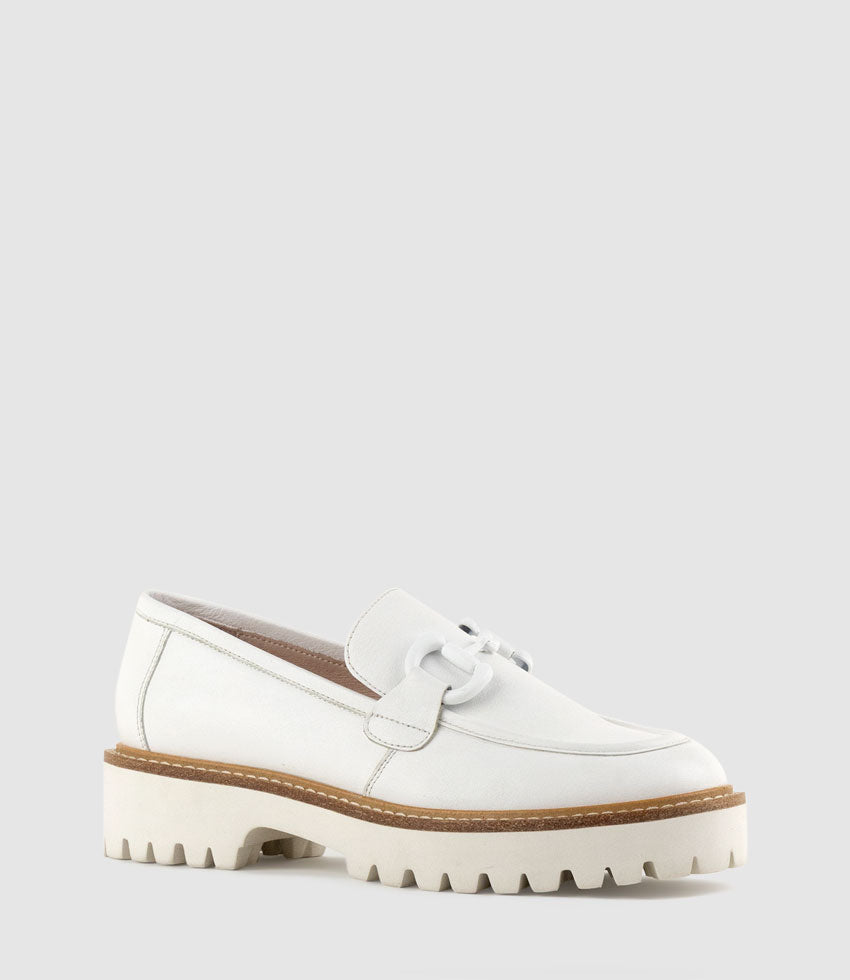 GIDEON Moccasin on Chunky Sole in Offwhite - Edward Meller
