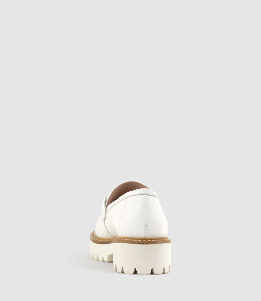 GIDEON Moccasin on Chunky Sole in Offwhite - Edward Meller
