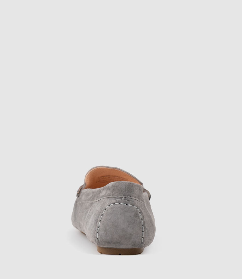 GRACEY Driving Moccasin in Grey Suede - Edward Meller