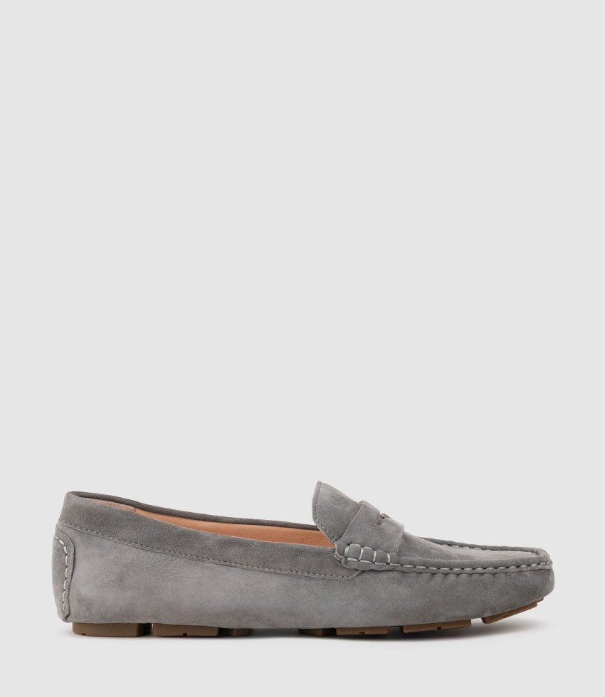 GRACEY Driving Moccasin in Grey Suede - Edward Meller