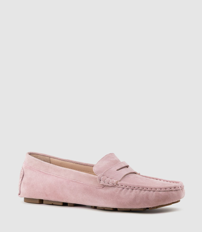 GRACEY Driving Moccasin in Petal Suede - Edward Meller