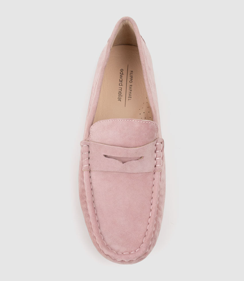 GRACEY Driving Moccasin in Petal Suede - Edward Meller