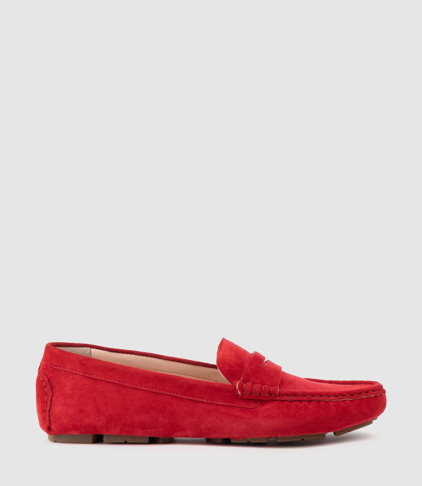 GRACEY Driving Moccasin in Red Suede - Edward Meller