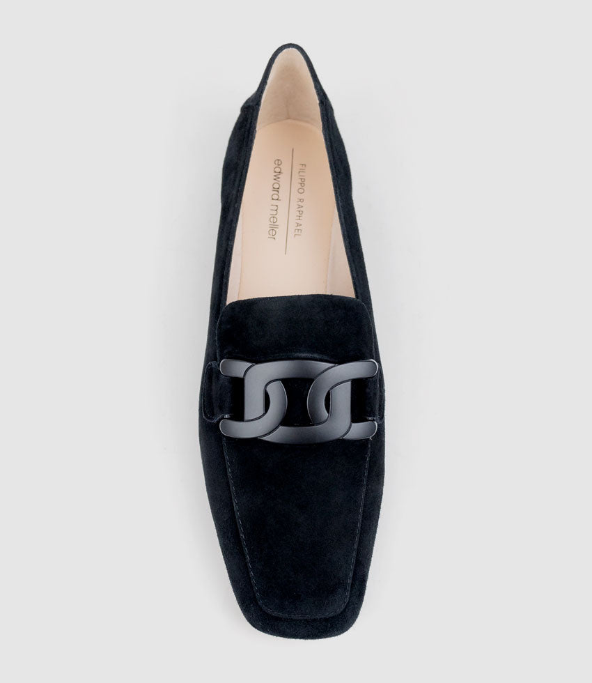 GRADED Moccasin with Tonal Hardware in Black Suede - Edward Meller