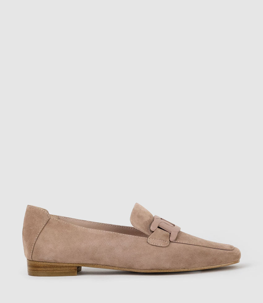 GRADED Moccasin with Tonal Hardware in Nude Suede - Edward Meller