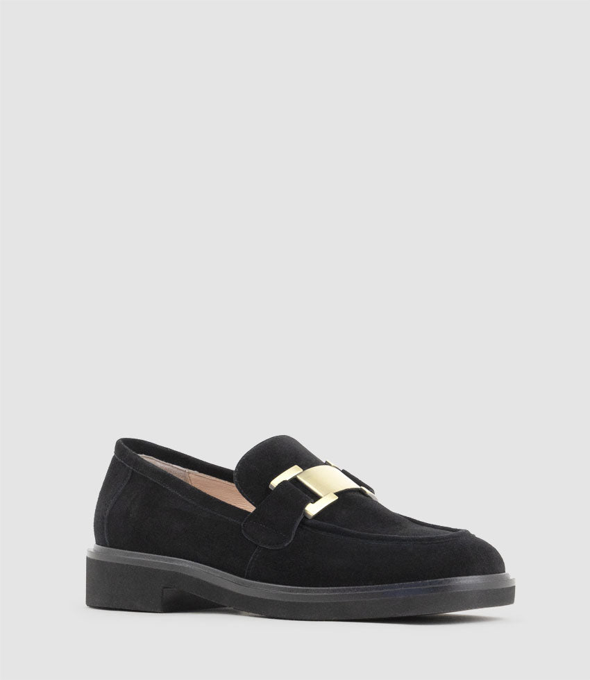 GYRO Loafer with Trim in Black Suede - Edward Meller