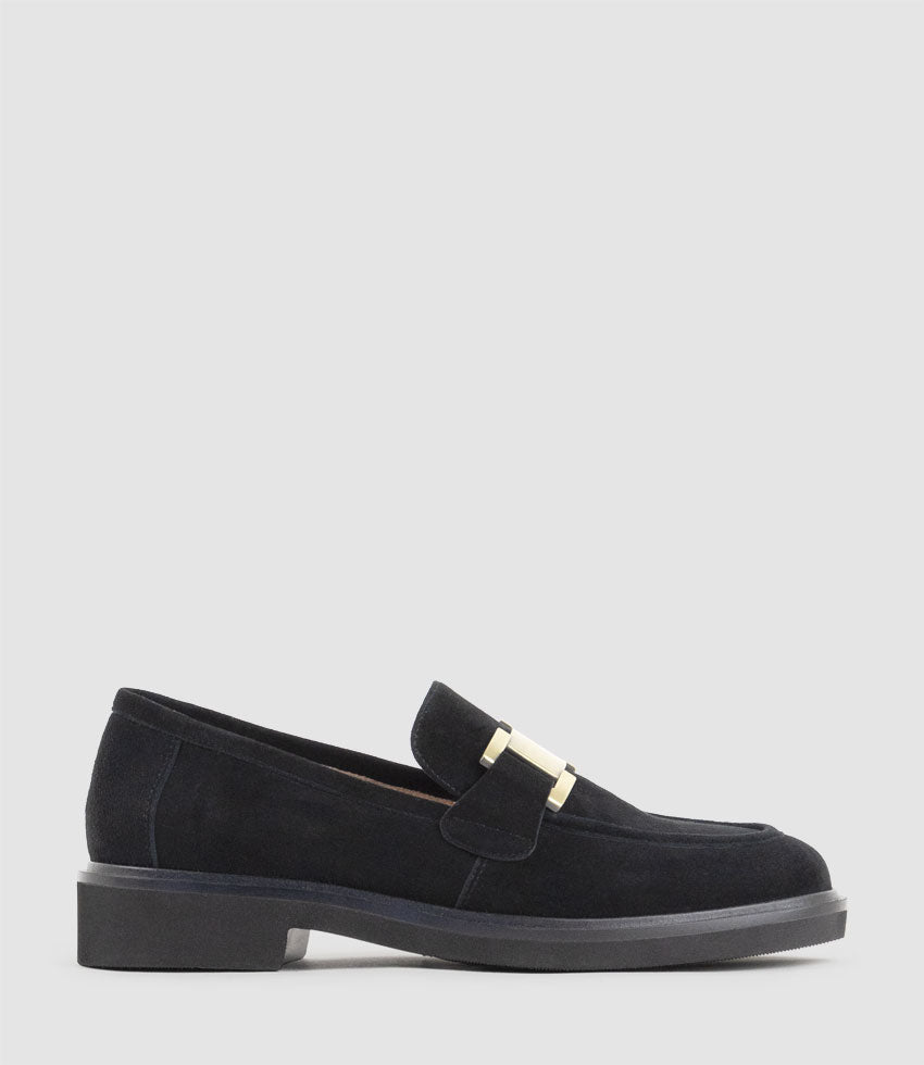 GYRO Loafer with Trim in Black Suede - Edward Meller