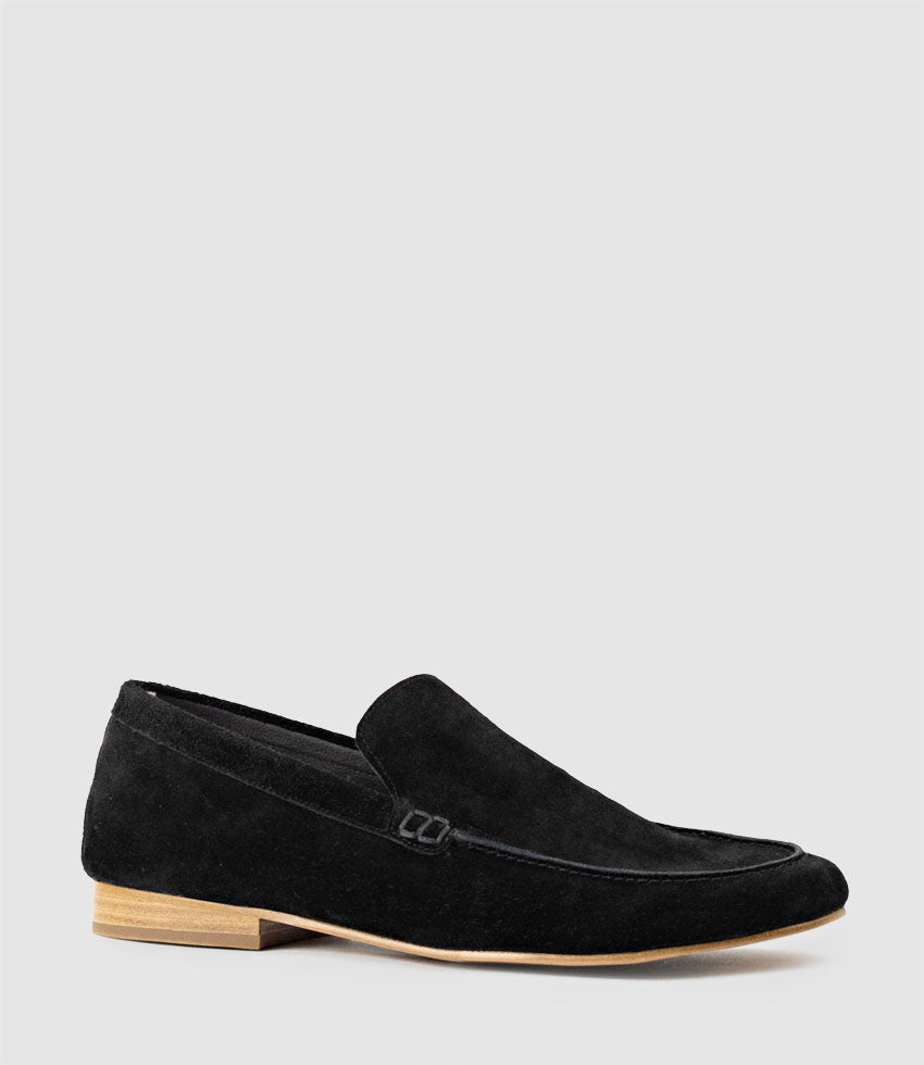 HALT Stitched Loafer in Black Suede - Edward Meller
