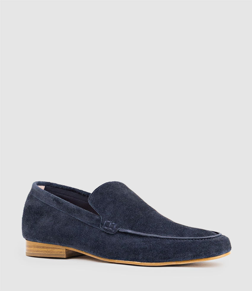 HALT Stitched Loafer in Navy Suede - Edward Meller