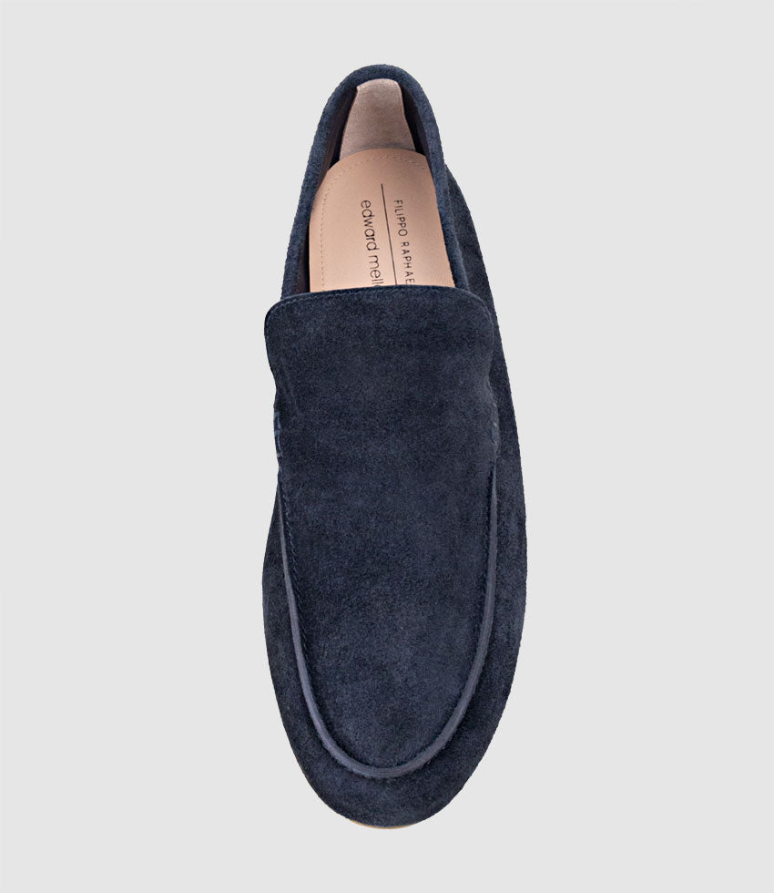HALT Stitched Loafer in Navy Suede - Edward Meller