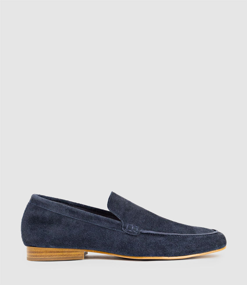 HALT Stitched Loafer in Navy Suede - Edward Meller