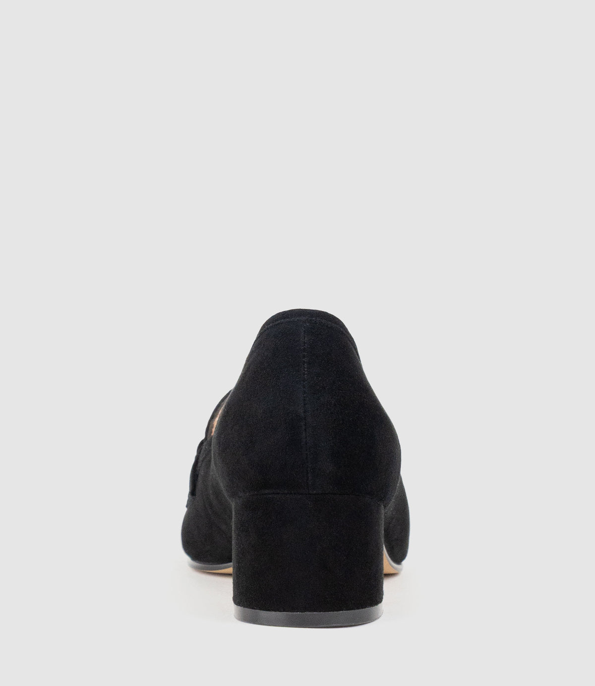 HANNAH45 Heeled Loafer in Black Suede - Edward Meller