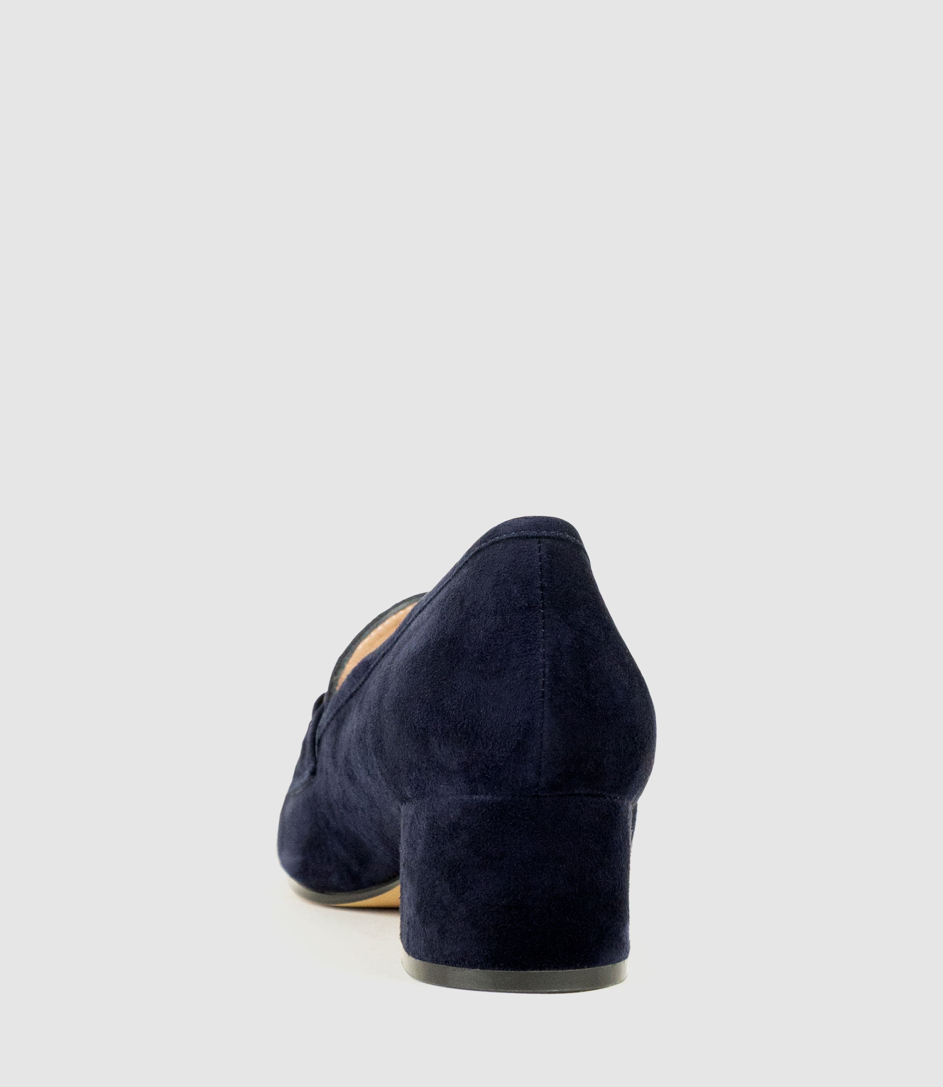 HANNAH45 Heeled Loafer in Navy Suede - Edward Meller