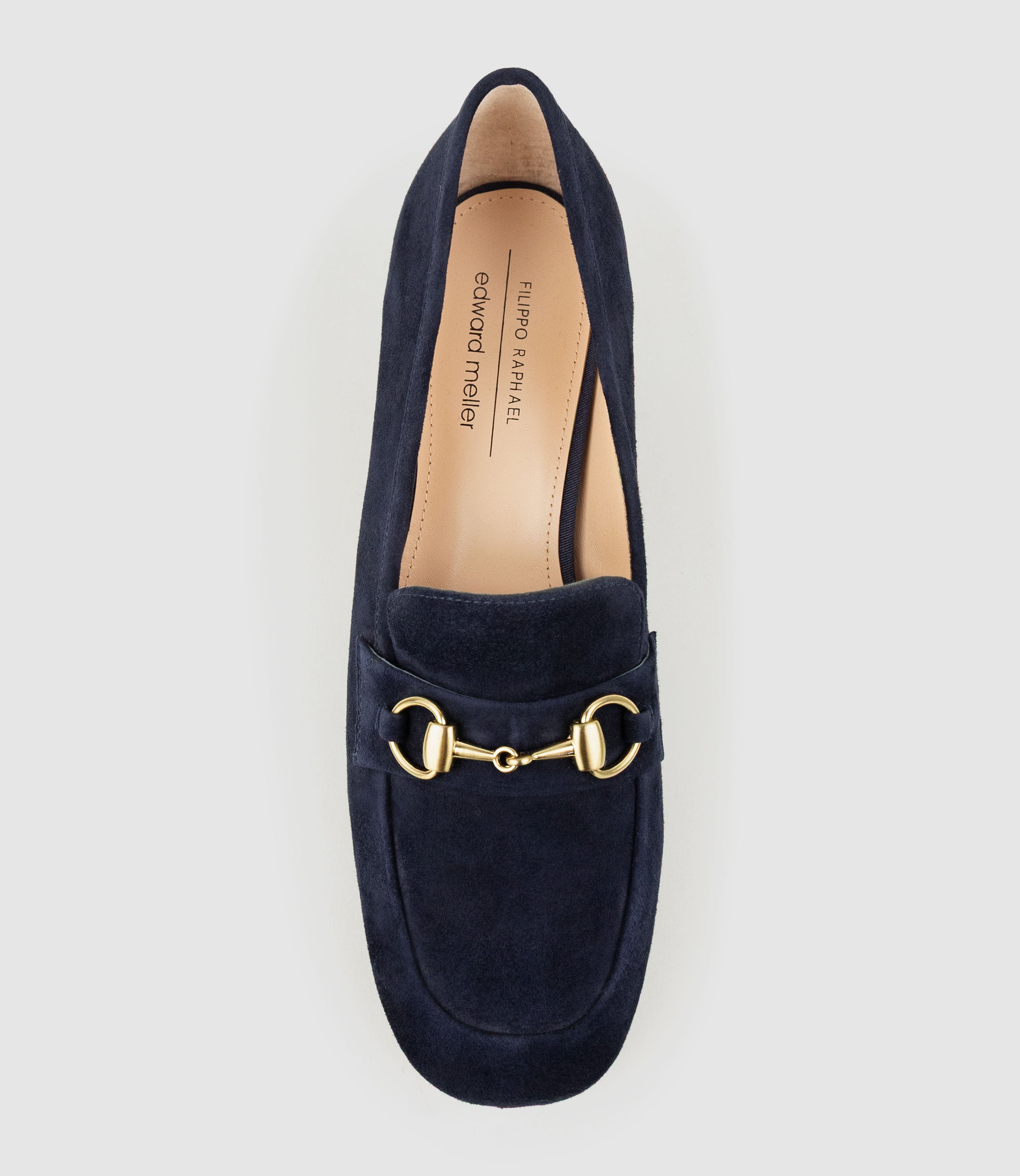 HANNAH45 Heeled Loafer in Navy Suede - Edward Meller