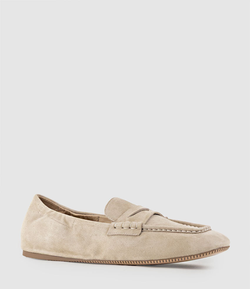 HARLEM Elastic Back Loafer in Beige Suede