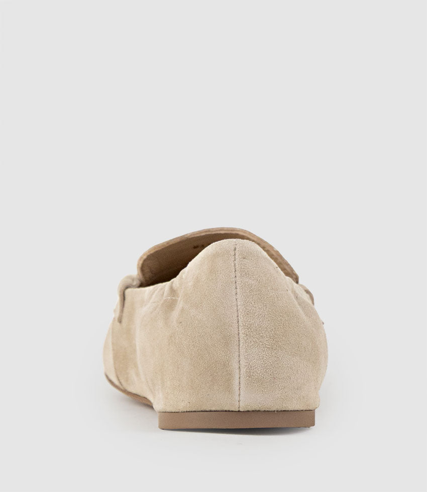 HARLEM Elastic Back Loafer in Beige Suede