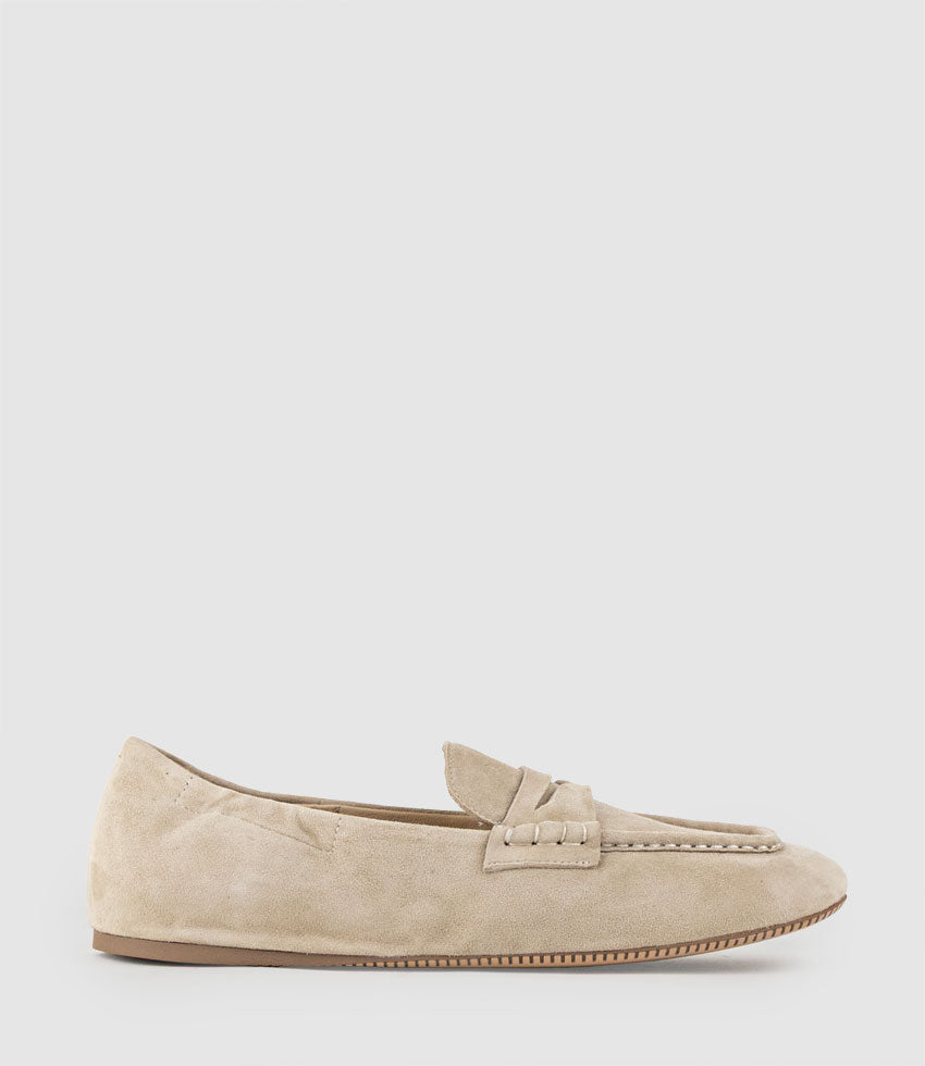 HARLEM Elastic Back Loafer in Beige Suede