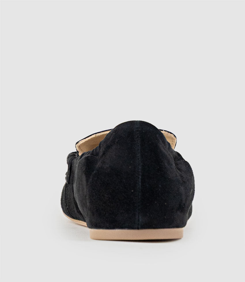 HARLEM Elastic Back Loafer in Black Suede