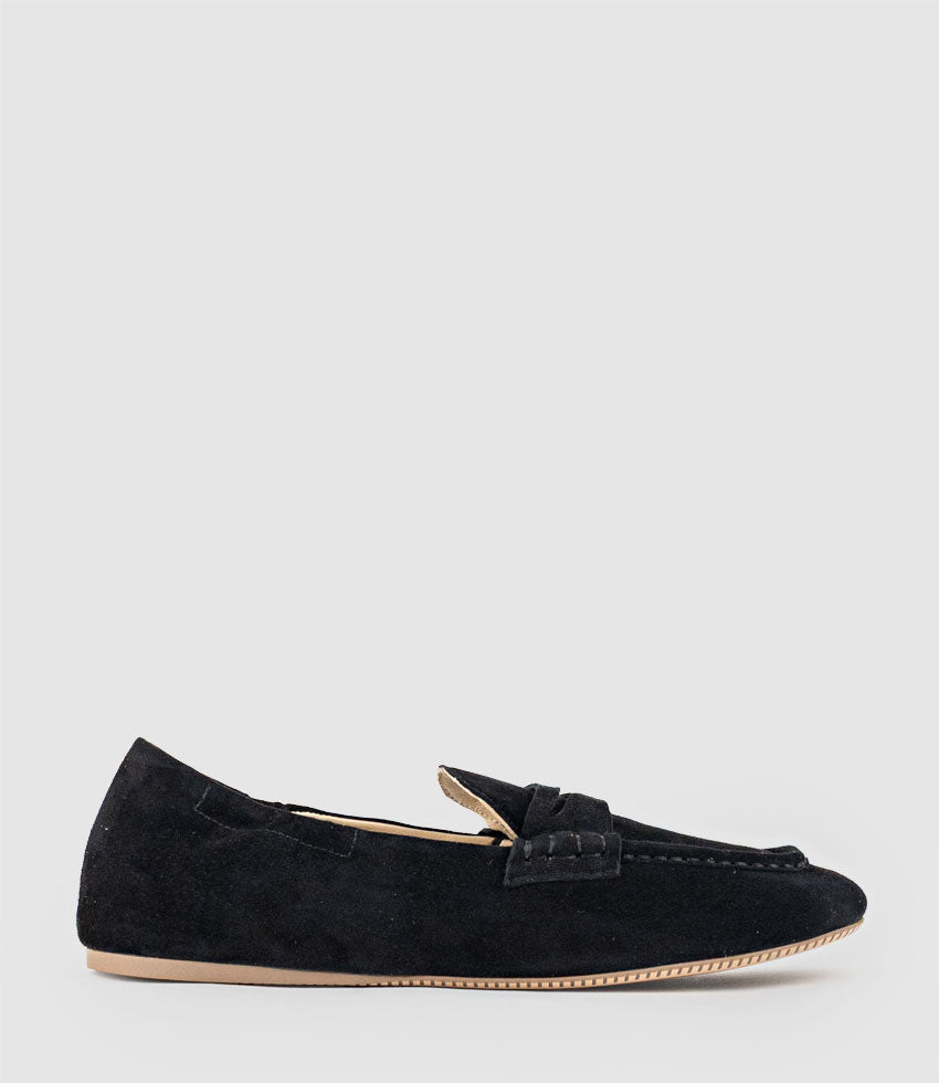 HARLEM Elastic Back Loafer in Black Suede